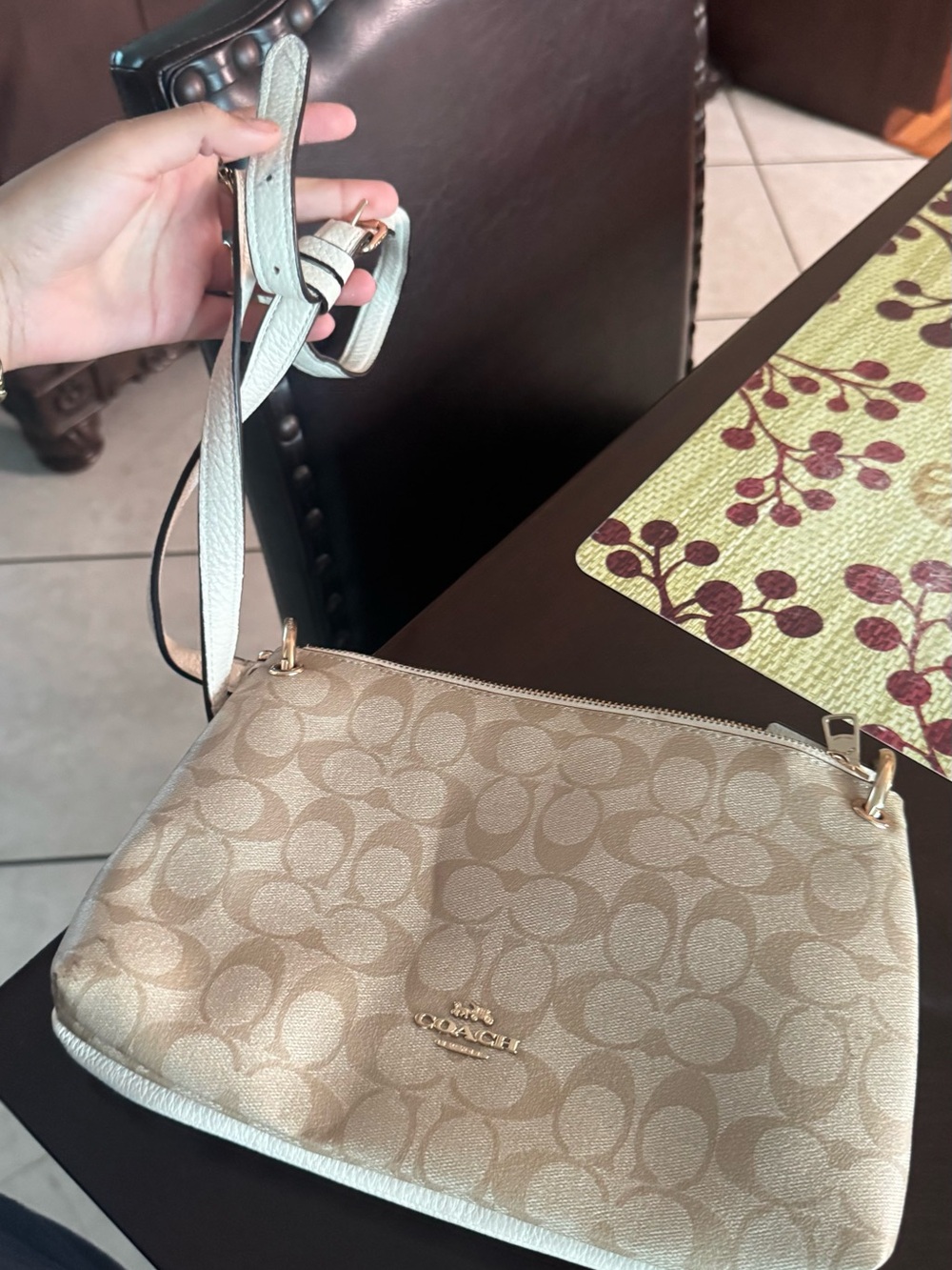 Authent Signature Canvas Coach Mia Crossbody Purse